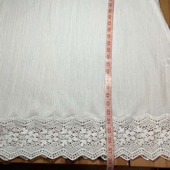 TALBOTS 100% Cotton Lace Trimmed Mini Dress / Beach Coverup 3/4 Sleeves US Sz 2X - Picture 7 of 9